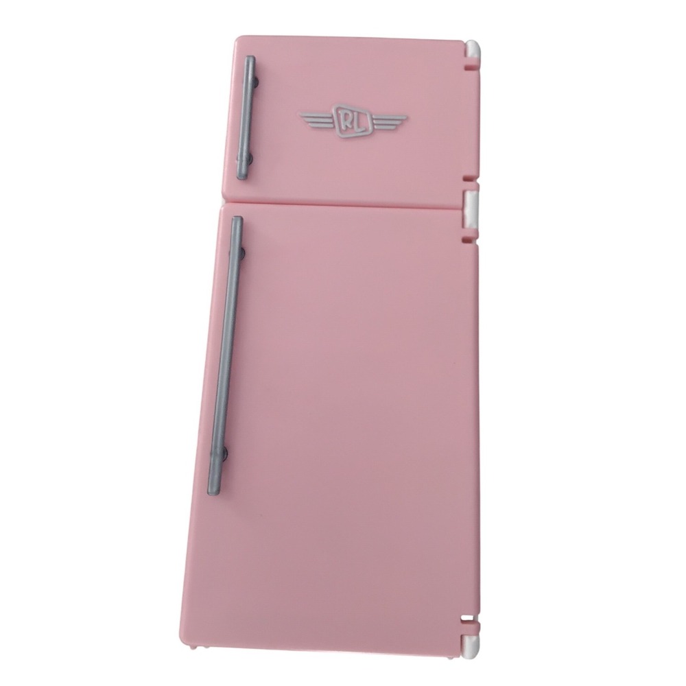 Pink Mini Fridge Dollhouse Accessory Retro Style Refrigerator RL